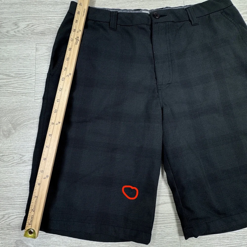 O'Neill Mens Hybrid Shorts Plaid Flat Front Black Size 32 Casual Surf Walkshorts
